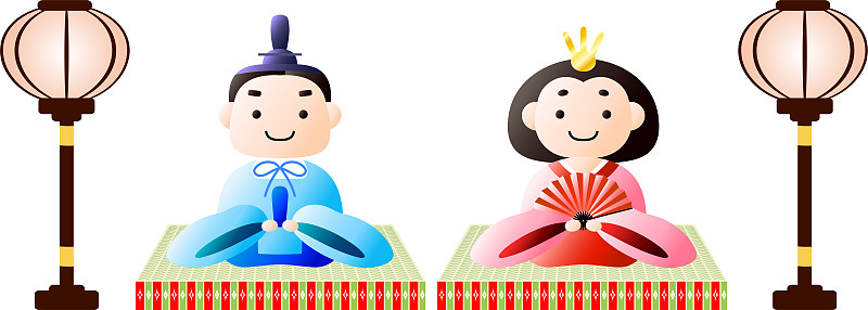 Japanese Gradation Hina dolls on tatami sheet with