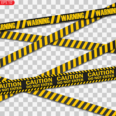 Black and yellow caution lines isolated