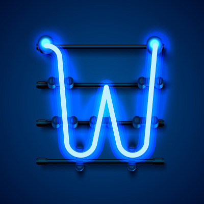 霓虹字体字母W，艺术设计招牌。