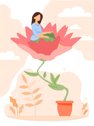 快乐女孩浇花