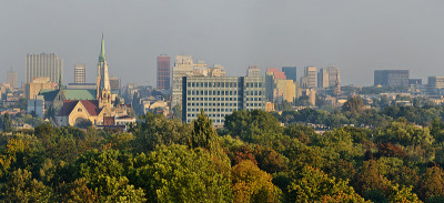 波兰罗兹市全景图。