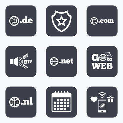 顶级域名的迹象。De, Com, Net和Nl。
