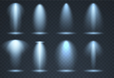 Large set of Blue scene illumination, transparent 