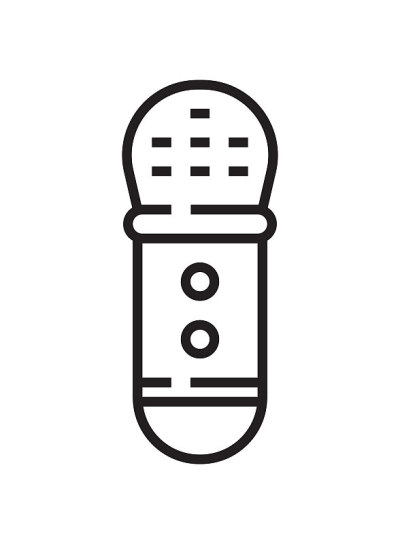 麦克风图标矢量细线风格。语音信号。用于音频播客广播的麦克风符号。