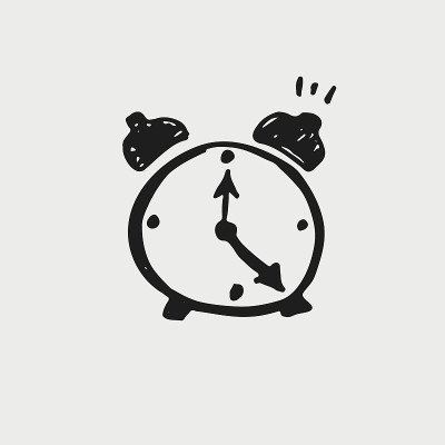 矢量手绘闹钟图标。涂鸦。