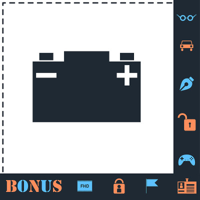 Car Battery icon flat