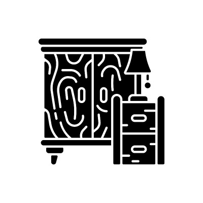木制家具黑色字形图标