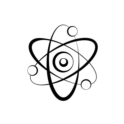 原子粒子图标。化学实验室线图标。
