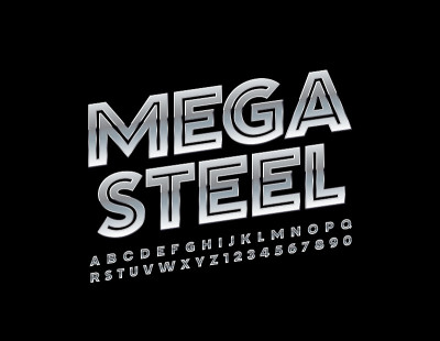 矢量Mega钢字母和数字