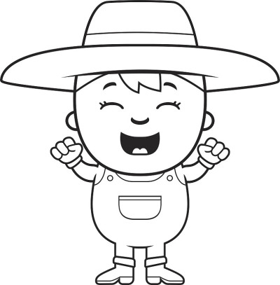 孩子农民兴奋