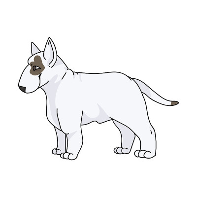 Cute cartoon Bull Terrier puppy vector clipart. Pe