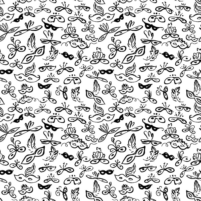 Seamless pattern of carnival masks. Beautiful blac