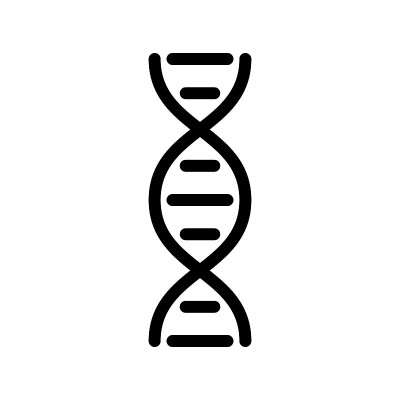 DNA链剪影图标。勾勒出人类分子象形图