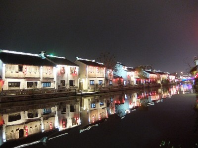 夜景清明桥古运河闭塞