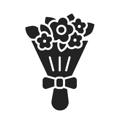 花束字形黑色图标。鲜花。孤立的向量元素。用于网页、手机应用、促销的轮廓象形图。