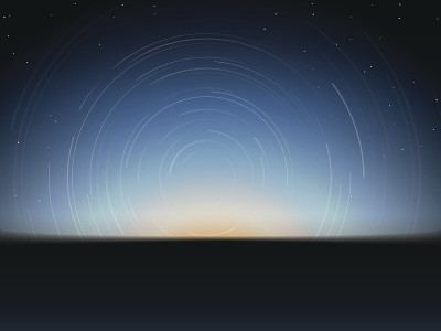 夜晚剪影的天空和星迹的背景