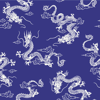 一套描绘日本风格龙的材料，
