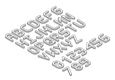 等距字体字母细线风格