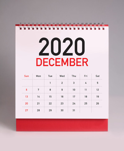 简单的台历2020 - 12月