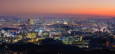 韩国首尔城市全景和市中心天际线