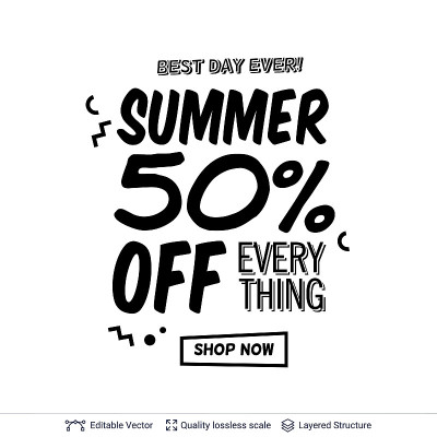 Summer ad sale text in pop-art style.