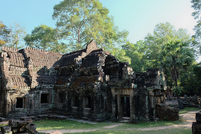 Banteay Kdei的中世纪高棉庙宇。建筑的吸引力。古老的建筑。