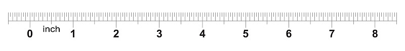 Ruler 8 inches. Metric inch size indicator. The di