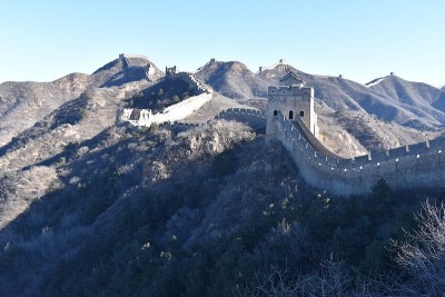 中国北京附近金山岭长城的冬季全景
