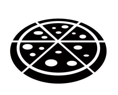 比萨的矢量插图。黑色和白色。单色图标。