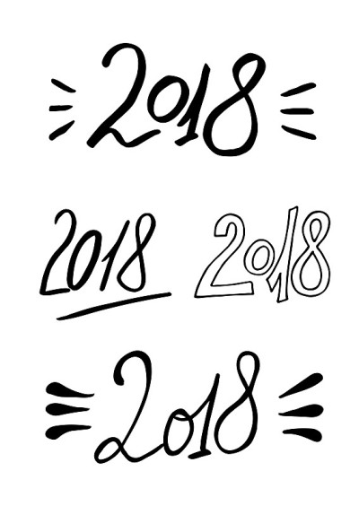 2018年新年书法词组集。手写的现代刻字
