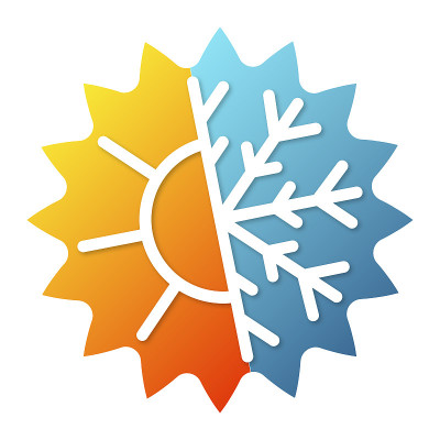 阳光雪花空调。加热和冷却标志