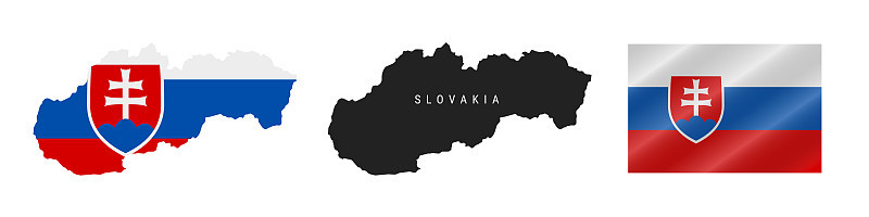 Slovakia. Detailed flag map. Detailed silhouette. 