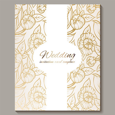 Exquisite royal luxury wedding invitation, gold on