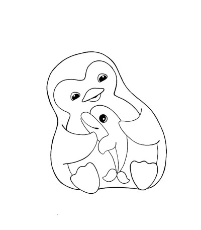 儿童用企鹅着色。