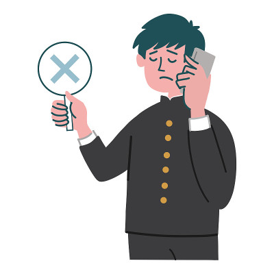 male student smartphone gesture negative