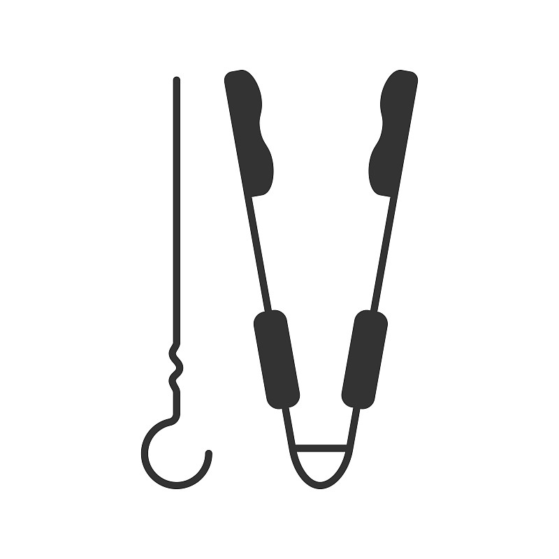 Grill skewer and tongs icon