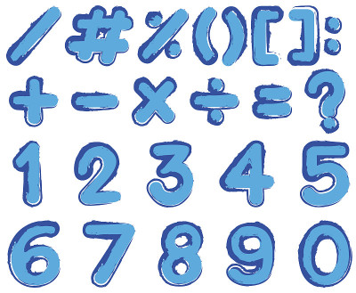 蓝色的数字和符号