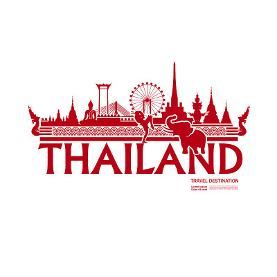 泰国旅游目的地大矢量插图。