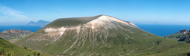 vukcano火山全景，风沙群岛，意大利