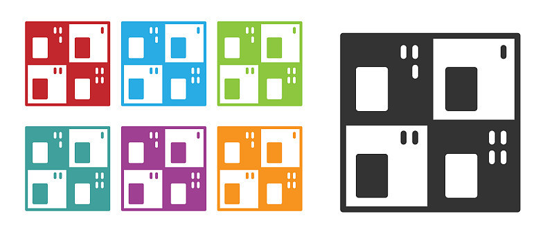 Black Periodic table of the elements icon isolated