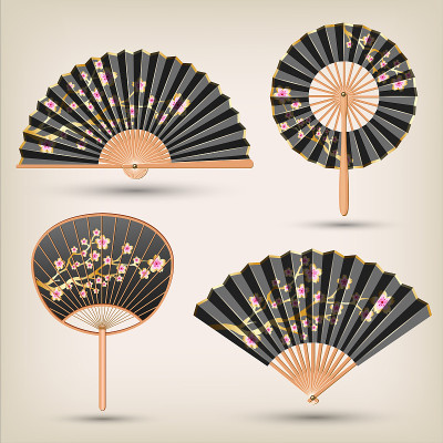Japanese and Chinese Hand fans set.