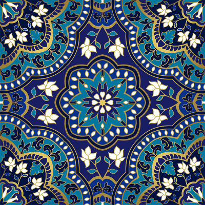 Blue floral pattern.