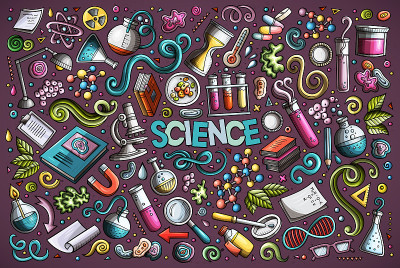 矢量卡通科学主题的对象和符号