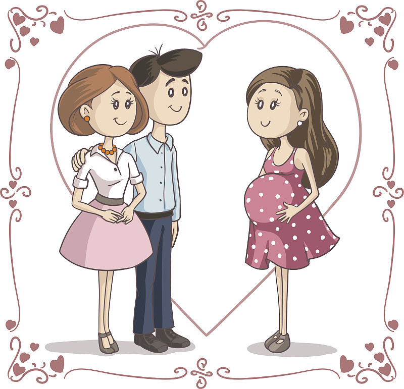 一对夫妇祝贺年轻女子怀孕