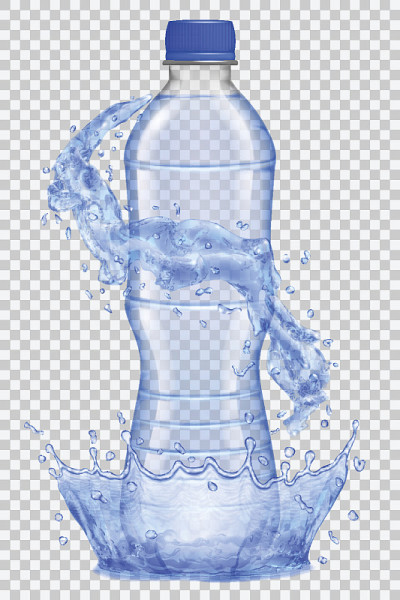 透明塑料瓶带水冠和飞溅