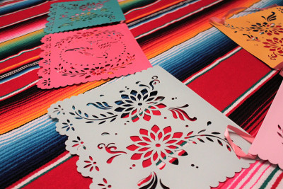 雨披bunting背景serape papel picado墨西哥节日