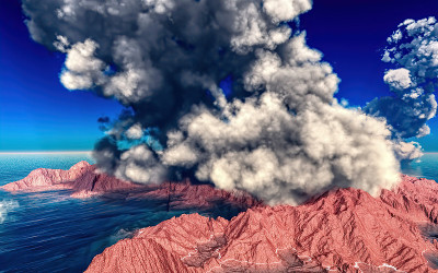 岛上火山喷发