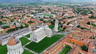 Aerial view of the Square of Miracles with Pisa’s 