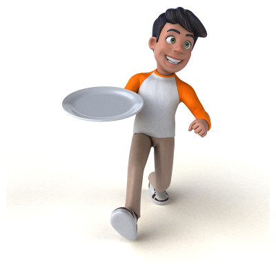 有趣的3D卡通亚洲青少年