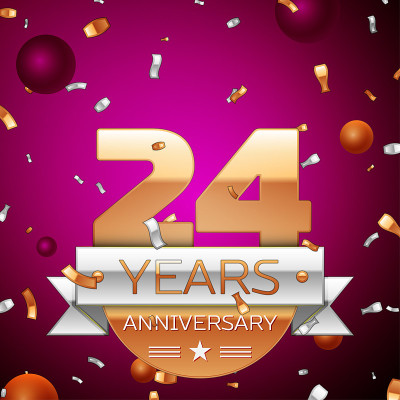 Realistic Twenty four 24 Years Anniversary Celebra